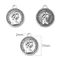 Three antique silver 17mm Queen Elizabeth coin charms for DIY jewelry making - Diameter 17mm (Hole Size approx. 2mm) / Antique Silver
