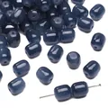 Perles baril bleues en verre brillant avec trou droit pour fabrication bijoux DIY - 20 Pcs/Pack / Bleu gris