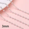 3mm weiße Perlenkette mit Silbergliedern für DIY-Schmuck und Hochzeitsdekorationen - 3mm Kunstperle 50cm/Packung / Silber
