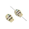 Handcrafted light yellow glass fish beads with blue eye details for DIY jewelry - 14x10mm / Beige