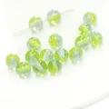 Spherical resin beads with yellow-green and light blue glitter for DIY jewelry crafts - 10mm (1.5mm Hole) 10 Pieces/Pack / Green