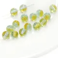 Sparkly yellow and blue resin round beads with gold glitter for DIY jewelry making - Yellow Blue