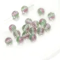 Pink and green gradient resin beads with silver glitter for DIY jewelry making - Purple Green