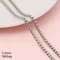 Ασημένια αλυσίδα box από ανοξείδωτο ατσάλι 3,5mm για κοσμήματα DIY, 1 μέτρο ανά σάκο - Κανονικό Στυλ (FLB069)