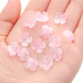 Perline a fiore rosa da 12mm in vetro a quattro petali per creazione di gioielli fai da te - 12mm (10 Pezzi/Confezione) / Rosa Schiuma
