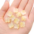 Perle a fiore in vetro giallo crema da 12mm nel palmo per creazione di gioielli fai da te - 12mm (10 Pezzi/Confezione) / Giallo Narciso