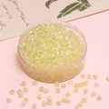 Light yellow 4mm faceted crystal glass beads with AB coating in a clear storage box - 4mm (10g/Pack, Approx. 135 Pieces) / Bright yellow