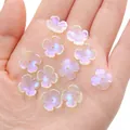 Irisierende 12mm Glas-Blütenperlen für DIY-Schmuck in Flieder und Rosa, 11 Stück - 12mm (10 Stück/Packung) / AB Irisierendes Weiß