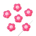 DIY colorful acrylic sunflower beads in bright pink with central holes for jewelry making - Sunflower / 20 Pieces/Pack (16mm) / Rose Red
