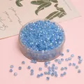 Light blue 4mm faceted glass crystal beads in a round storage box for DIY jewelry - Lake Blue
