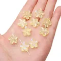 Irisierende hellgelbe Acryl-Blütenperle für DIY-Schmuckherstellung und Halsketten - Gelb