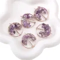 Handmade rose gold Tree of Life pendants featuring natural purple amethyst gemstones - 30mm (1 Piece/Pack) / Purple Crystal