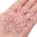 Pink translucent Christmas tree bead with colorful dots for DIY jewelry making - Christmas Tree / 15x16mm (Aperture 1mm) / Pink