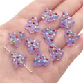 Handmade purple glass Christmas tree beads with colorful dots for DIY jewelry making - Christmas Tree / 15x16mm (Aperture 1mm) / Purple