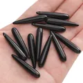 Polished black resin long teardrop charms for handmade jewelry making on palm - 5 Pieces/Pack (6x33mm) / Black