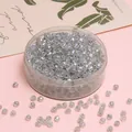 4mm faceted iridescent transparent grey crystal glass beads in a plastic storage box - Gray