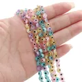 Flat round evil eye glass beads in light blue, pink, and yellow for DIY jewelry making - 6mm (Approx. 65 Pcs/Pack) / Random Mixed Colors