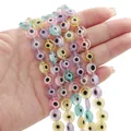 Flat round evil eye beads in macaroon colors for DIY jewelry making and crafts - 10mm (Approx. 38 Pcs/Pack) / Random Mixed Colors
