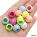 Mix of 16mm macaron color acrylic large hole beads held in palm for DIY jewelry making - Approx. 16mm (Hole Approx. 8.5mm) - 25 Pieces/Pack / Random Mixed Colors