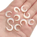 Cuentas de nácar blanco natural en forma de media luna para joyería hecha a mano - Media Luna (Agujero Central) 13mm (Diámetro del agujero 0,6 mm, 1 Pieza) / Blanco perla