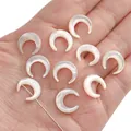 Cuentas de nácar natural en forma de luna creciente para la creación de joyas y aretes - Media Luna (Agujero Pasante) 13mm (Diámetro del agujero 0,6 mm, 1 Pieza) / Blanco perla