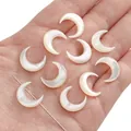 Perline a mezzaluna in conchiglia bianca naturale per gioielli fai-da-te, 10 pezzi - Mezzaluna (Foro Passante) 15mm (Diametro del foro 0,6 mm, 1 Pezzo) / Bianco perla