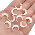 Set di 10 perline a mezzaluna in madreperla bianca per gioielli fai da te e artigianato - Mezzaluna (Foro Singolo) 15mm (Diametro del foro 0,6 mm, 1 Pezzo) / Bianco perla