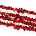 Irregular bright red natural stone chip beads for DIY jewelry and bracelet making - Synthetic Red Coral (BTB784)