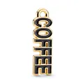 Vintage gouden en zwart emaille COFFEE bedel hanger voor DIY sieraden maken accessoires - Zwart Goudrand COFFEE