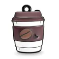 Vintage coffee cup enamel charm with coffee bean pattern and golden metal loop - Deep Brown Black Edge Tumbler