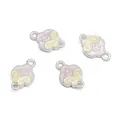 Colgantes de esmalte en forma de nube rosa y amarillo con anillos dobles para joyas DIY - 10x17mm / Conector Mariposa Nacarada Rosa Amarillo