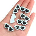 Light blue heart-shaped resin sunglasses charm for DIY jewelry and phone case making - Heart Sunglasses / 42x17mm (10 Pieces/Pack) / Light Blue