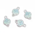 Set de 4 dijes de nube en esmalte azul claro con acabado plateado mate para joyas - 10x17mm / Conector Mariposa Nacarada Azul
