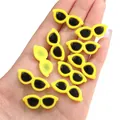 Miniature yellow heart sunglasses acrylic charms for DIY earrings and jewelry making - Round / 29x12mm (10 Pieces/Pack) / Yellow