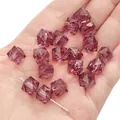 10mm dark purple faceted bicone crystal glass beads for DIY jewelry making in hand - Cube / 10mm (Approx. 36 Pcs/20g) / Fuschia