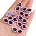 Pink heart-shaped miniature acrylic sunglasses charms for DIY jewelry and crafts - Round / 29x12mm (10 Pieces/Pack) / Light Purple