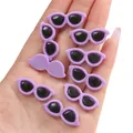 Mini purple acrylic heart sunglasses charms for DIY jewelry and crafts making - Round / 29x12mm (10 Pieces/Pack) / Purple