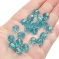Sparkling transparent sky blue faceted 10mm crystal glass beads for DIY jewelry making - Round Beads / 10mm (Approx. 42 Pcs/20g) / Blue