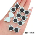 Light blue cartoon antler sunglasses acrylic charm for DIY jewelry and phone case crafts - Antler Glasses / 38x18mm (5 Pieces/Pack) / Blue