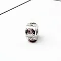 Silver bead charm with pink heart crystals and clear rhinestones for DIY bracelets - Silver Pink Heart Gem Charm