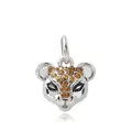 Pendentif léopard en argent avec cristaux orange et émail noir pour bijoux à perles - Style Tête De Léopard Vive (5)