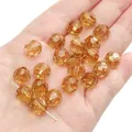 Faceted amber crystal glass beads 10mm for DIY jewelry making with warm champagne tone - Round Beads / 10mm (Approx. 42 Pcs/20g) / Brown