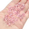 Faceted 10mm pink crystal rhombus beads for DIY jewelry making displayed on a palm - Round Beads / 10mm (Approx. 42 Pcs/20g) / Pink