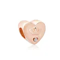 Roségold-Herzanhänger mit Kronenrelief und Kristall für DIY-Armbänder im Fokus - 3D Krone Roségold Herz (M11-19)