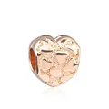 Roségoldener hohler Herzanhänger mit Prägemuster für DIY-Perlenarmbänder - Geprägte Kleine Herzen Roségold Herz (M11-74)