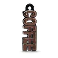 Vintage koffie hanger van legering met bruin emaille en verticale letters voor DIY-sieraden - Bruin Zwartrand COFFEE
