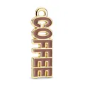 Vertical gold alloy COFFEE letter pendant with brown enamel finish for jewelry making - Coffee Gold Edge COFFEE