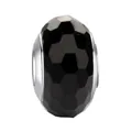 Faceted black crystal bead with silver core for DIY charm bracelets and jewelry - Black
