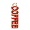 Vintage style gold alloy pendant with red enamel COFFEE lettering for DIY jewelry making - Red Letters Gold Edge COFFEE