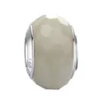 S925 sterling silver ivory faceted glass bead with honeycomb pattern for DIY jewelry - White